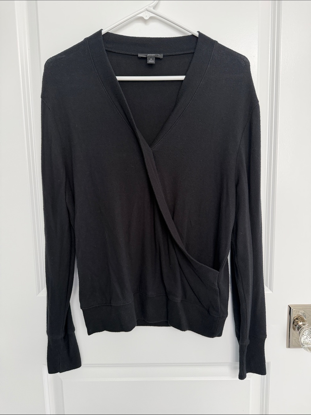 J. Crew Black V-Neck Wrap Pullover Sweater